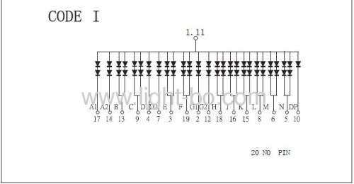 segmento 16 exposição alfanumérica de um único dígito do diodo emissor de luz de 2,3 polegadas