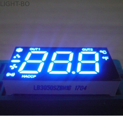 Exposição de diodo emissor de luz feita sob encomenda da cor azul, exposição de diodo emissor de luz tripla do segmento do dígito 7 para o refrigerador