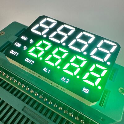 Linha dupla 4 + 4 dígitos branco/verde puro personalizado display LED de 7 segmentos ânodo comum 26*38MM para indicador de temperatura