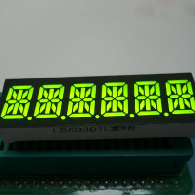 Custom Super Bright Green 0.39 inch 6 Digit 14 Segment LED Display Common Anode for Instrument Panel