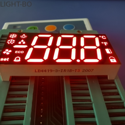 Ânodo comum triplo 100mcd 17mm exposição de diodo emissor de luz de 7 segmentos