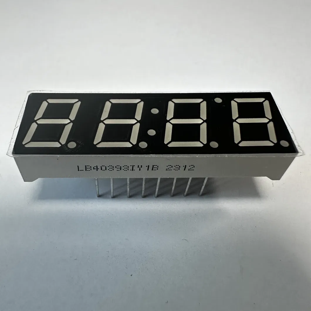 0.39 "Ensino LED amarelo de 7 segmentos com ânodo comum para indicador de temperatura e umidade 0
