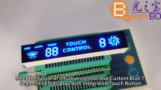 Botão de toque do display LED azul personalizado de 7 segmentos para controle de temperatura